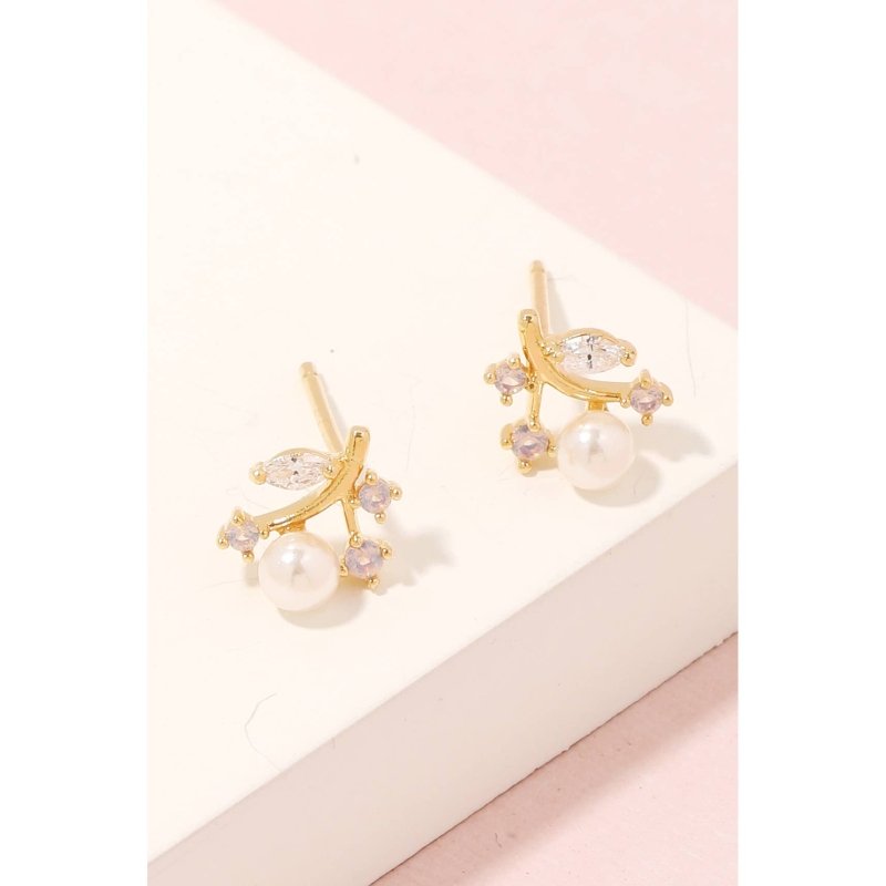 Mini Pearl Gold Stud Earrings