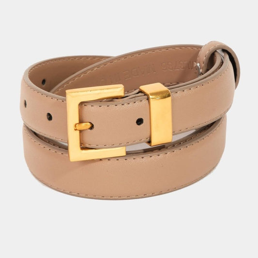 Faux Leather Square Buckle Belt