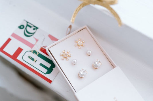 Clara Boxed Holiday Earring Trio-Clear
