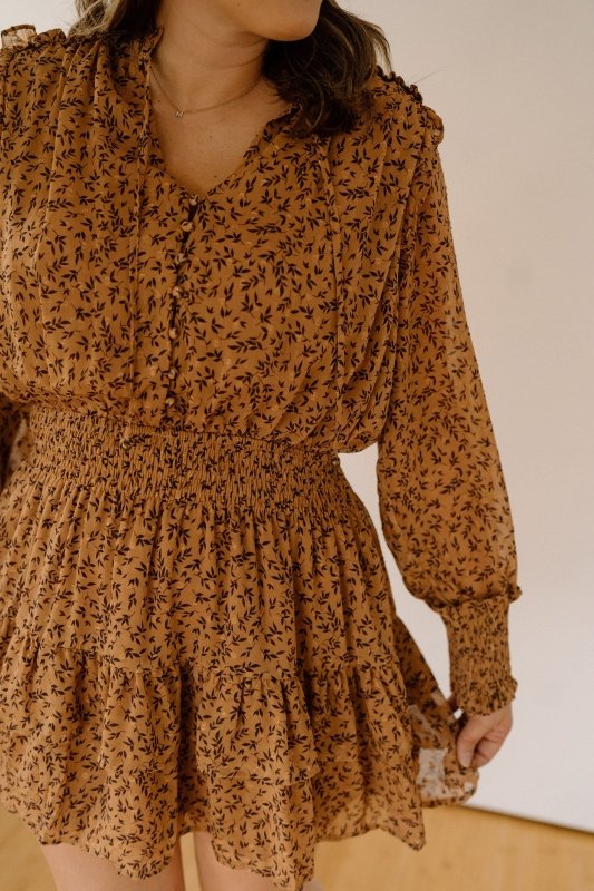 Brown Sugar Autumn Long Sleeve Mini Dress