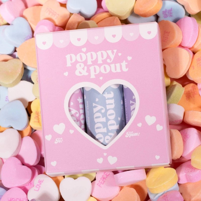 Poppy & Pout - Lip Balm Gift Set, "Valentine's Day" Trio