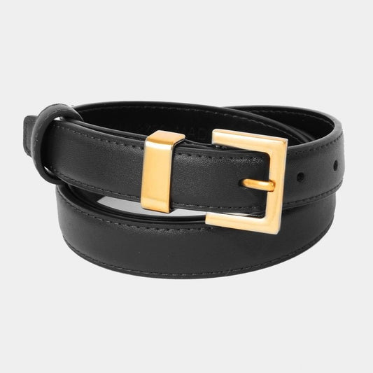 Faux Leather Square Buckle Belt