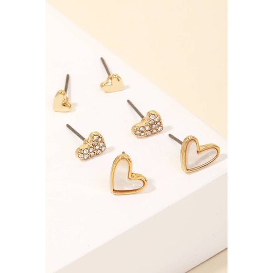 Mixed Mini Heart Stud Earrings Set